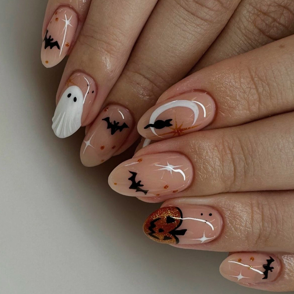 Nail Art Press On - 24 stuks eenvoudige amandelpers op nagels