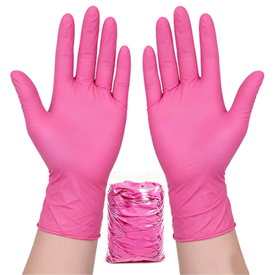 Nail Art Pink - 50 stuks dieproze nitril handschoenen, wegwerphandschoenen