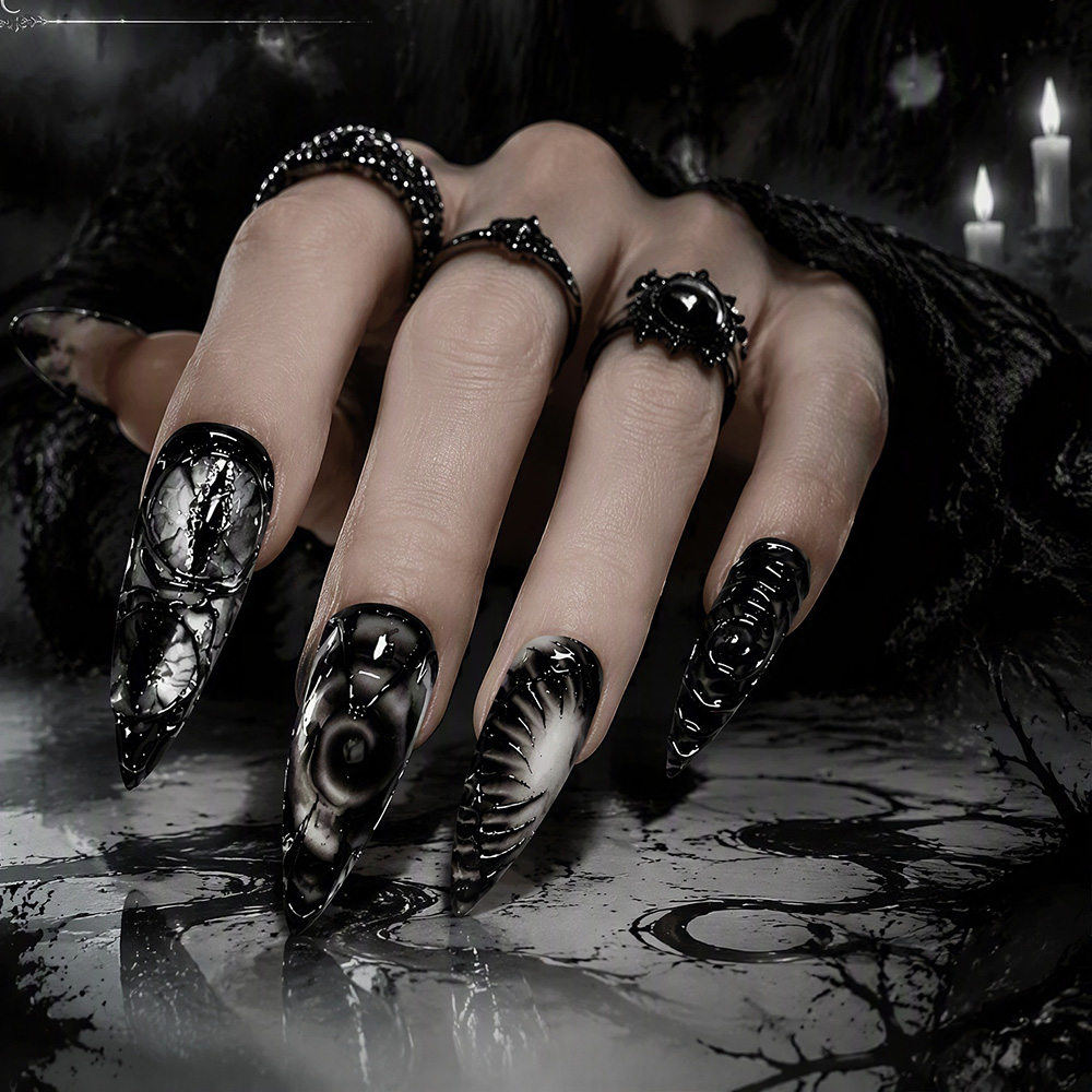 Stiletto Gothic Press-on Nagel - Nail Art Press On recensie en prijs